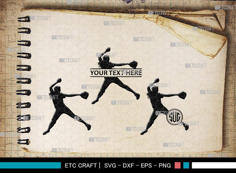 Softball Monogram, Softball Silhouette, Softball SVG, Softball Player Svg, SB00131 SVG ETC Craft 