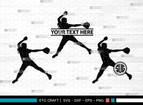 Softball Monogram, Softball Silhouette, Softball SVG, Softball Player Svg, SB00131 SVG ETC Craft 