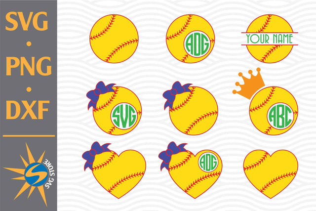 Softball Monogram SVG, PNG, DXF Digital Files Include SVG SVGStoreShop 