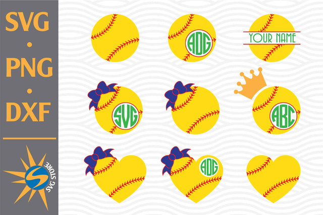 Softball Monogram SVG, PNG, DXF Digital Files Include SVG SVGStoreShop 