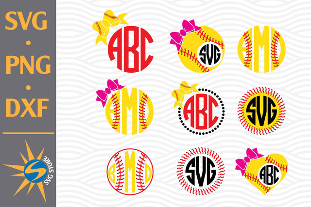 Softball Monogram SVG, PNG, DXF Digital Files Include SVG SVGStoreShop 