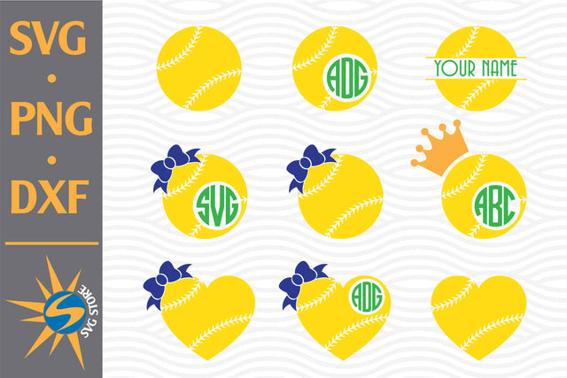 Softball Monogram SVG, PNG, DXF Digital Files Include SVG SVGStoreShop 