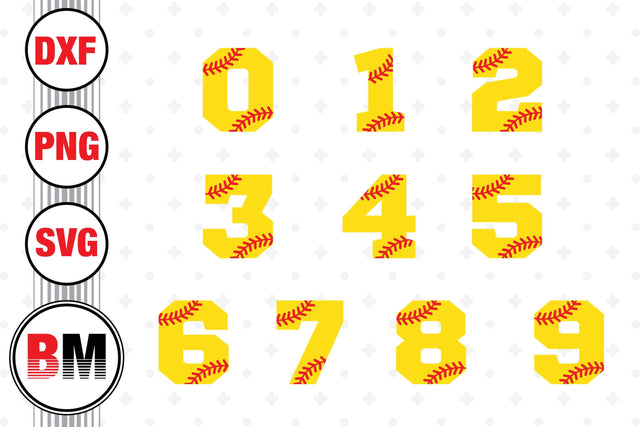 Softball Numbers SVG, PNG, DXF Files SVG BMDesign 