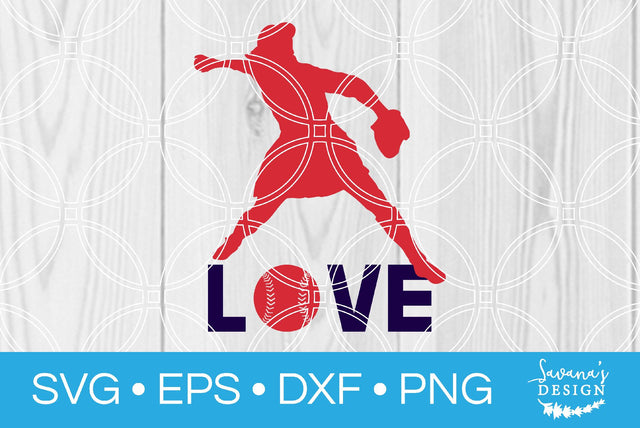 Softball Pitcher Girl Love SVG SavanasDesign 