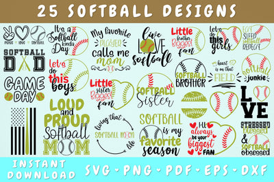 Softball Quote SVG Bundle - 25 Designs, Softball Cut Files For Cricut, Silhouette SVG HappyDesignStudio 