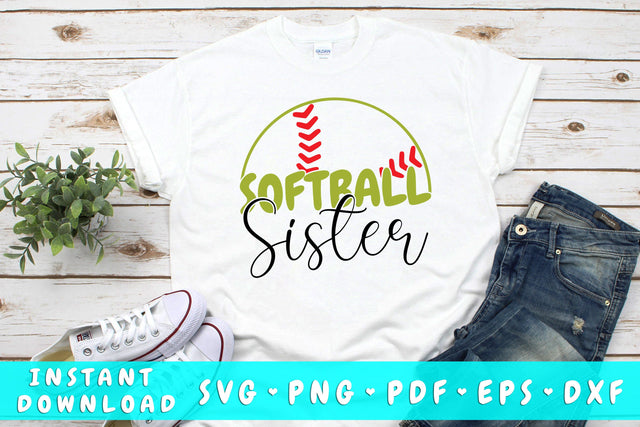 Softball Sister SVG SVG HappyDesignStudio 