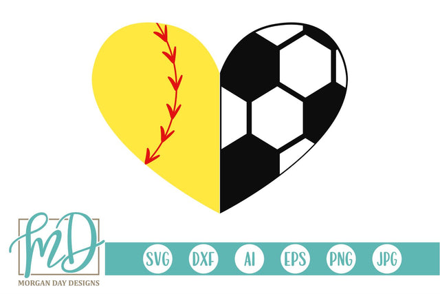 Softball Soccer Heart SVG Morgan Day Designs 