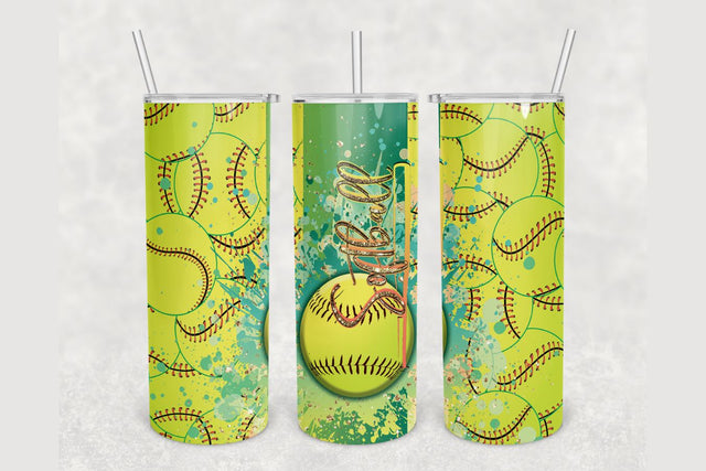 Softball Sport Tumbler sublimation design 20 oz skinny tumbler wrap Sublimation BambinaCreations 