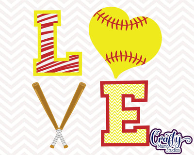 Softball Svg - Baseball SVG - Baseball Stitches Svg - Love Softball Svg SVG Crafty Mama Studios 