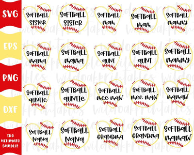 softball svg bundle, softball mom svg bundle, softball mama svg, softball svg, softball hearts svg, softball aunt svg, softball grandma svg SVG WildOakSVG 