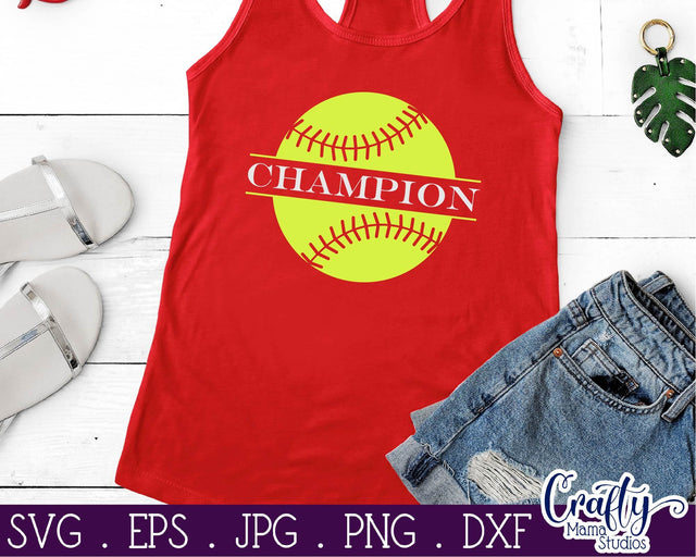 Softball svg - Champion Svg - Split Softball Svg SVG Crafty Mama Studios 