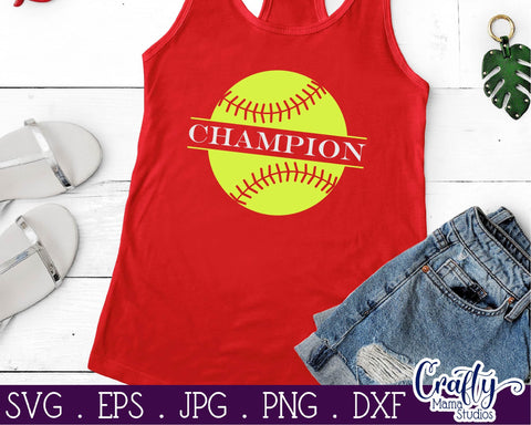 Softball svg - Champion Svg - Split Softball Svg SVG Crafty Mama Studios 