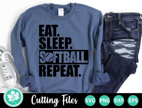 Softball SVG | Eat Sleep Softball Repeat SVG TrueNorthImagesCA 