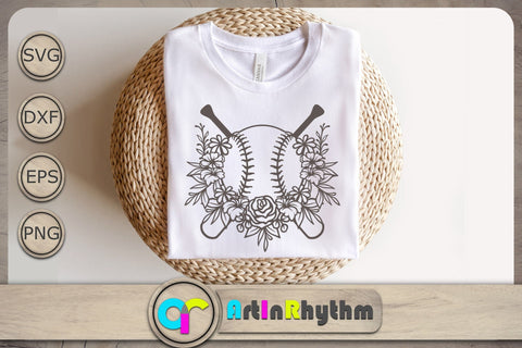 Softball Svg, Floral Softball Svg, Softball Svg Files, Sports Svg, Bat Svg SVG Artinrhythm shop 