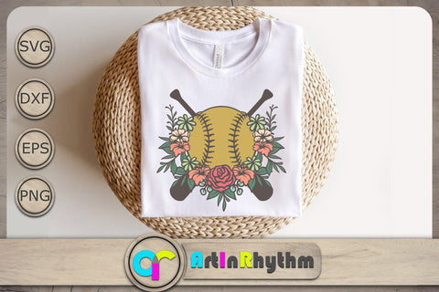 Softball Svg, Floral Softball Svg, Softball Svg Files, Sports Svg, Bat Svg SVG Artinrhythm shop 