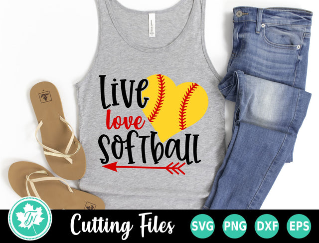 Softball SVG | Live Love Softball Heart SVG TrueNorthImagesCA 