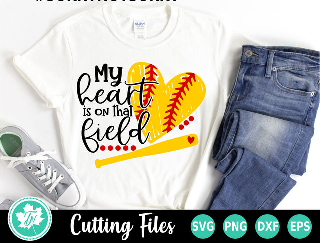 Softball SVG | My Heart is on that Field SVG TrueNorthImagesCA 