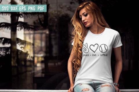 Softball SVG | Peace Love Softball | Softball Mom SVG SVG Irina Ostapenko 