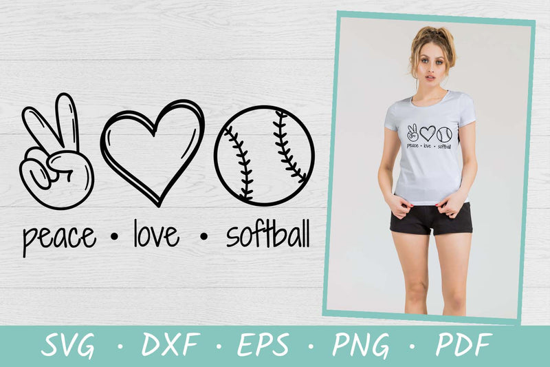 Softball SVG | Peace Love Softball | Softball Mom SVG SVG Irina Ostapenko 