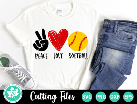 Softball SVG | Peace Love Softball SVG TrueNorthImagesCA 