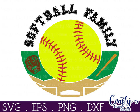 Softball Svg, Round Sports Sign, Sport Family Door Hanger SVG Crafty Mama Studios 