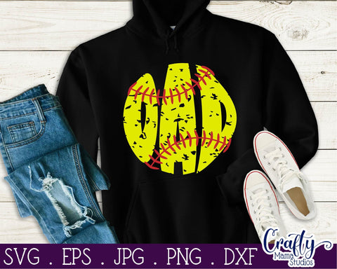 Softball svg - Softball Dad svg - Distressed Softball Svg SVG Crafty Mama Studios 