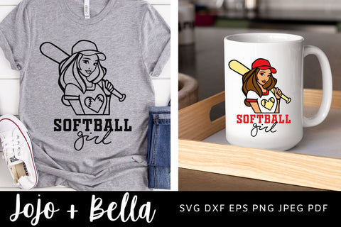 Softball SVG, Softball Girl Svg, Softball Hitter Svg, Softball Mom Svg, T-shirt designs, T-shirt designs, Mascot Svg, Cheerleader Svg, Shirt Svg, Svg Files For Cricut, Sublimation Designs Downloads SVG Jojo&Bella 