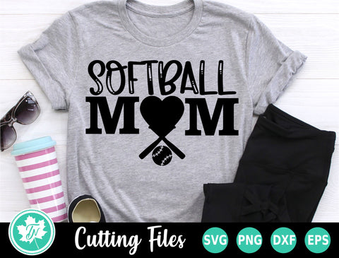 Softball SVG | Softball Mom Heart SVG TrueNorthImagesCA 