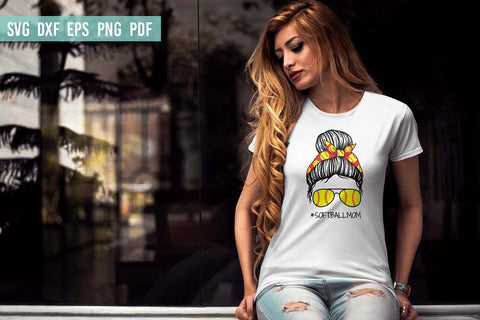 Softball SVG | Softball Mom SVG | Messy Bun SVG SVG Irina Ostapenko 