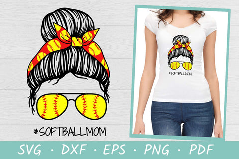 Softball SVG | Softball Mom SVG | Messy Bun SVG SVG Irina Ostapenko 