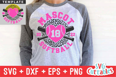 Softball svg - Softball Template 0035 - svg - eps - dxf - png - Silhouette - Cricut Cut File - Leopard Print - Softball Team - Digital File SVG Svg Cuttables 