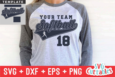 Softball svg - Softball Template 0038 - svg - eps - dxf - png - Silhouette - Cricut Cut File - Softball Team - Digital File SVG Svg Cuttables 