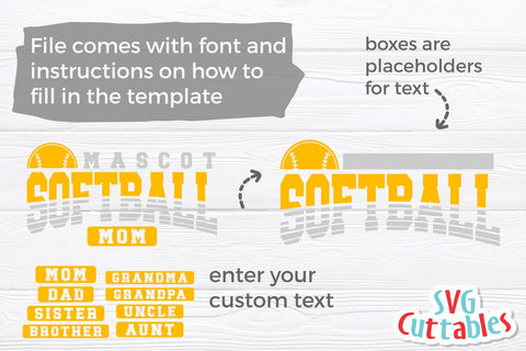 Softball SVG | Softball Template 0040 SVG Svg Cuttables 