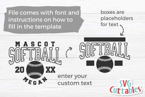 Softball SVG | Softball Template 0042 SVG Svg Cuttables 