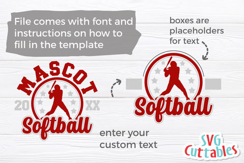 Softball SVG | Softball Template 0045 SVG Svg Cuttables 