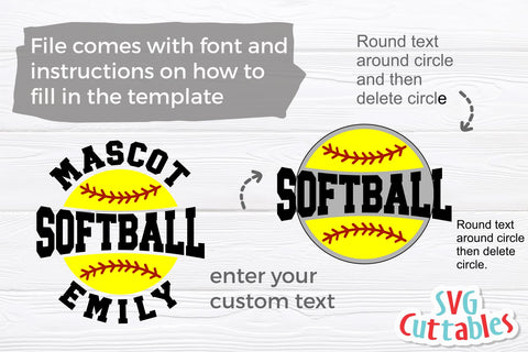 Softball SVG | Softball Template 0046 SVG Svg Cuttables 