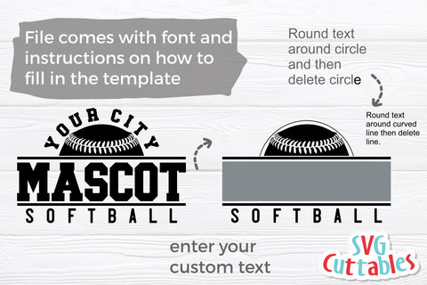 Softball SVG | Softball Template 0048 SVG Svg Cuttables 