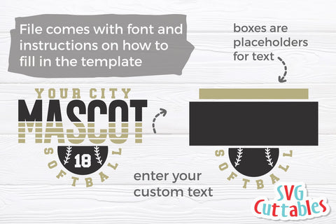 Softball svg - Softball Template 0052 - svg - eps - dxf - png - Silhouette - Cricut Cut File - Softball Team - Digital File SVG Svg Cuttables 