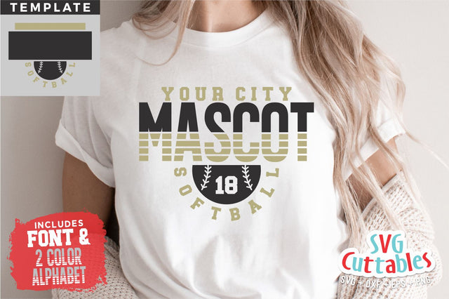 Softball svg - Softball Template 0052 - svg - eps - dxf - png - Silhouette - Cricut Cut File - Softball Team - Digital File SVG Svg Cuttables 