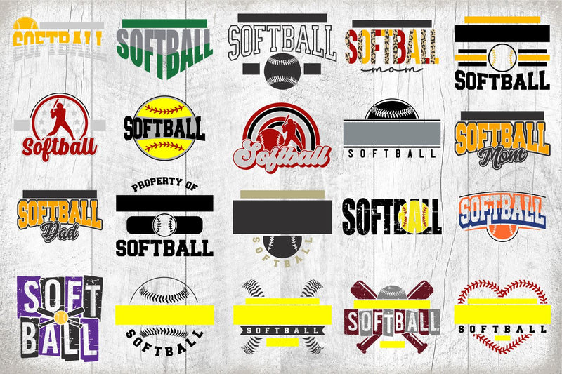 Softball svg - Softball Template Bundle 3 - svg - eps - dxf - png - Si ...