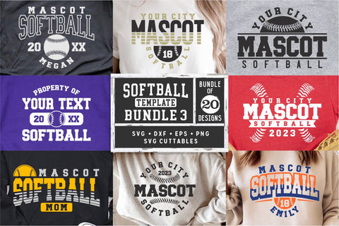 Softball svg - Softball Template Bundle 3 - svg - eps - dxf - png - Silhouette - Cricut Cut File - Softball Team - Digital File SVG Svg Cuttables 