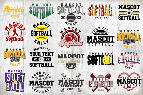 Softball svg - Softball Template Bundle 3 - svg - eps - dxf - png - Silhouette - Cricut Cut File - Softball Team - Digital File SVG Svg Cuttables 