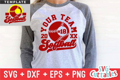Softball svg - Softball Template - svg - eps - dxf - png - Silhouette - Cricut Cut File - 0031 - Softball Team - Digital File SVG Svg Cuttables 