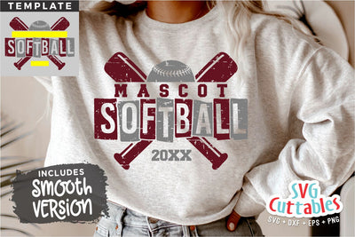 Softball svg - Softball Template - svg - eps - dxf - png - Silhouette - Cricut Cut File - 0058 - Softball Team - Digital File SVG Svg Cuttables 