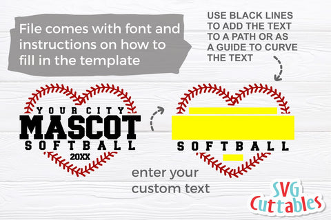 Softball svg - Softball Template - svg - eps - dxf - png - Silhouette - Cricut Cut File - 0059 - Softball Team - Digital File SVG Svg Cuttables 