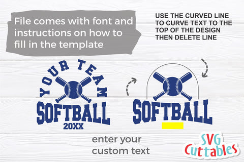Softball svg - Softball Template - svg - eps - dxf - png - Silhouette - Cricut Cut File - 0060 - Softball Team - Digital File SVG Svg Cuttables 