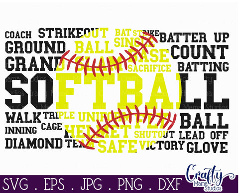 Softball svg - Softball Word Art - Sports Svg SVG Crafty Mama Studios 
