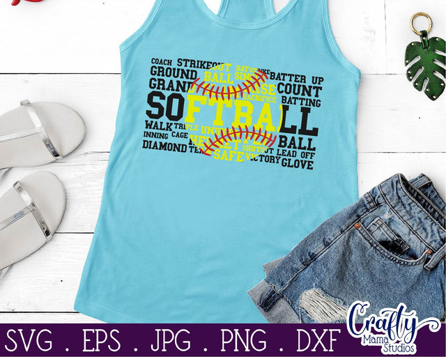Softball svg - Softball Word Art - Sports Svg SVG Crafty Mama Studios 