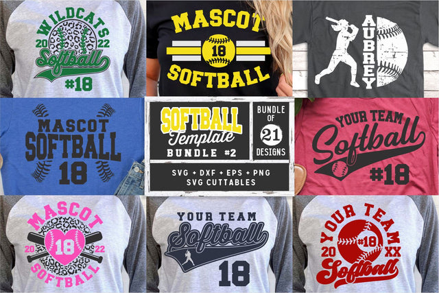 Softball svg Template Bundle - Softball svg Bundle - svg - eps - dxf - png - Silhouette - Cricut Cut File - Softball Team - Digital File SVG Svg Cuttables 