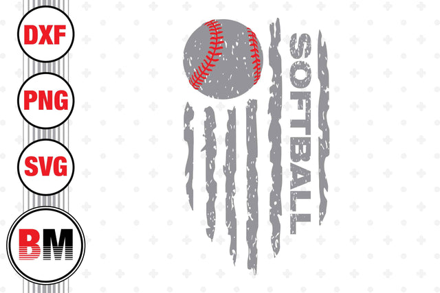 Softball US Flag SVG, PNG, DXF Files SVG BMDesign 